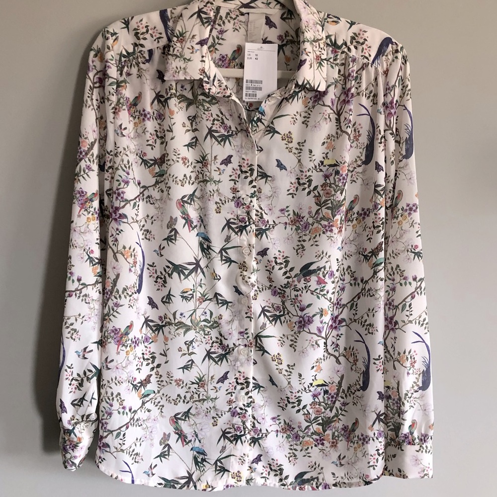 Floral H&M button down shirt size 10